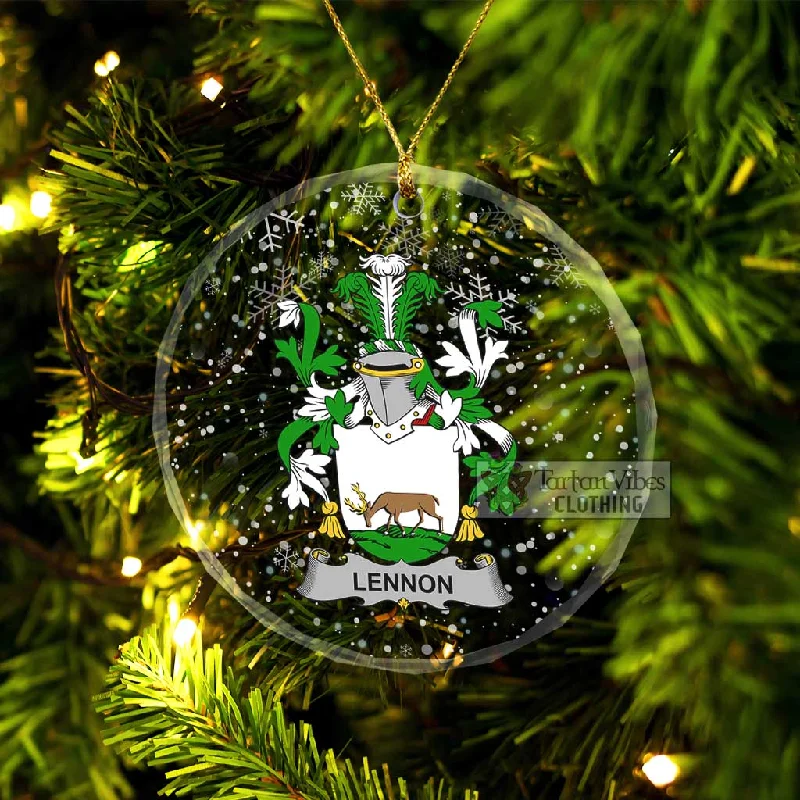 Lennon Irish Clan Christmas Glass Ornament with Coat of Arms Sleeveless Short Sleeve Long Sleeve