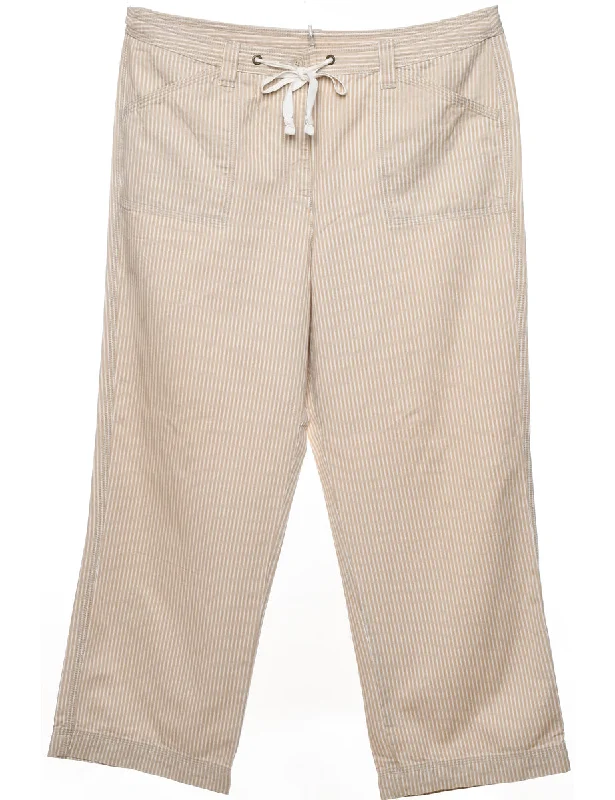 Anne Klein Striped Beige & White Striped Trousers - W35 L27 Trousers luxurious high-end Anne Klein Striped Beige & White Striped Trousers - W35 L27 Trousers luxurious high-end