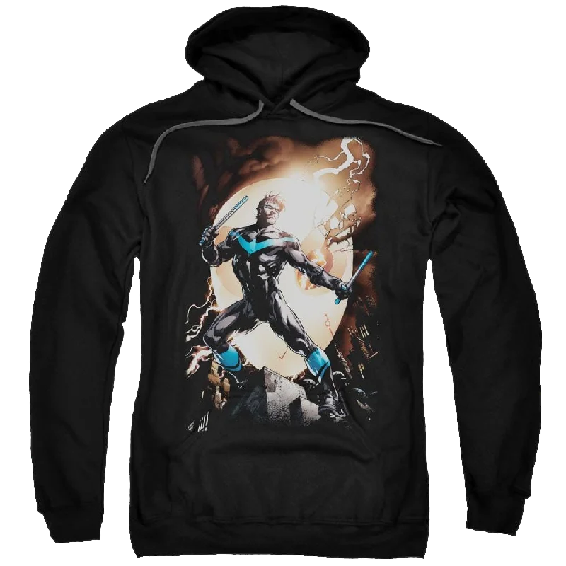 Batman Nightwing Against Owls - Pullover Hoodie Short Sleeve Top