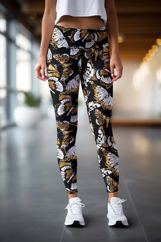 Monarch Lucy Black Butterfly Print Workout Leggings Yoga Pants - Women Comfortable Printed Workout Leggings Monarch Lucy Black Butterfly Print Workout Leggings Yoga Pants - Women Comfortable Printed Workout Leggings