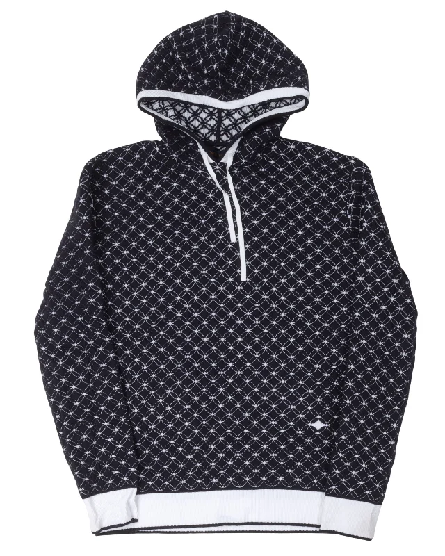 Patterned Knit Hoodie Hoodie with Hem Drawcord Adjustable Customizable