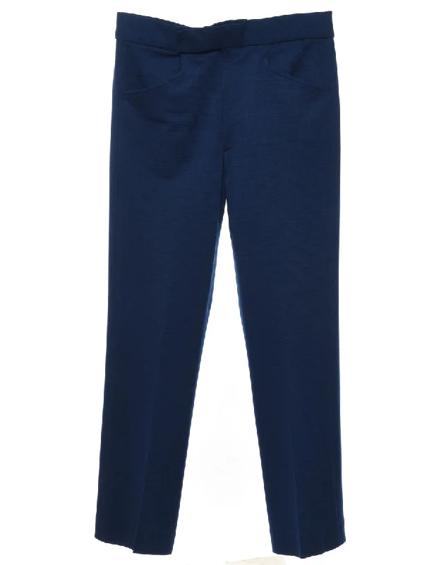 1970s Navy Classic Suit Trousers - W35 L33 Trousers Fleece Cozy