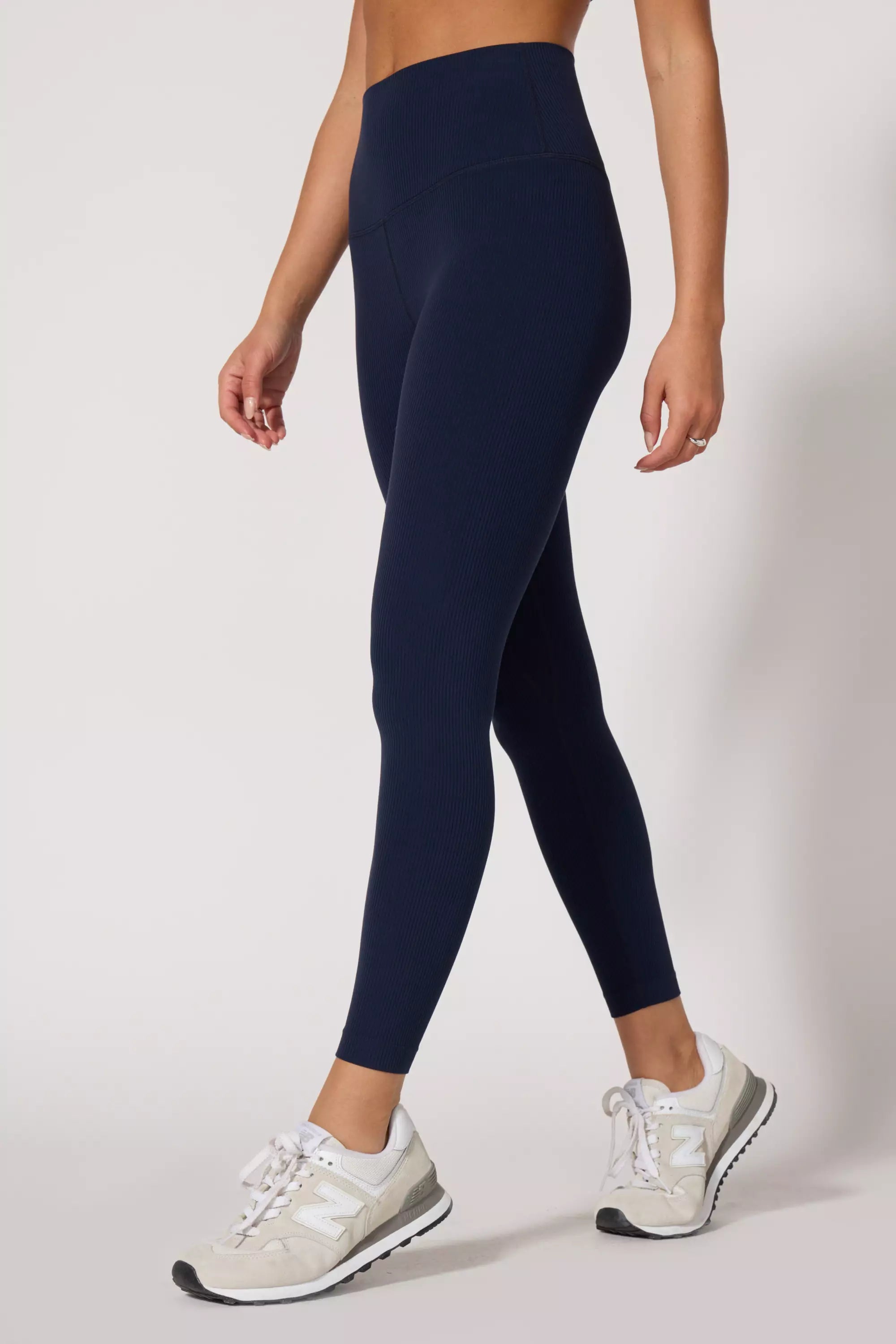 Ribbed Legging - Deep Navy Trendy Black Mesh Leggings