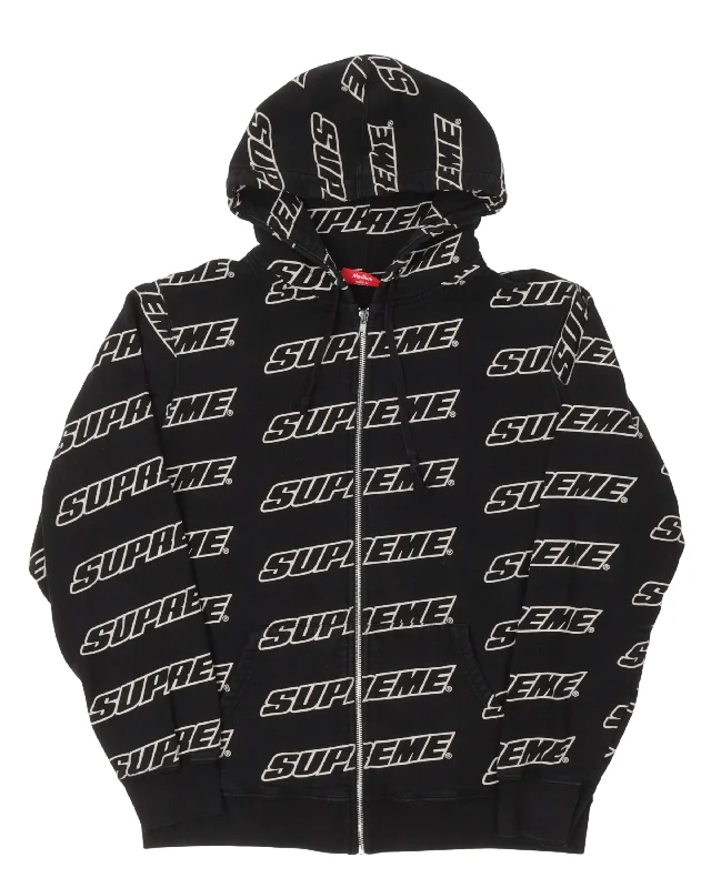 All Over Print Zip Up Hoodie Hoodie with Mesh Breathable Sporty