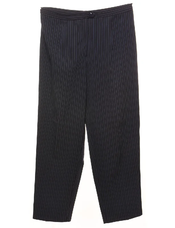 Black Pinstriped Trousers - W32 L30 Trousers Party Sparkling