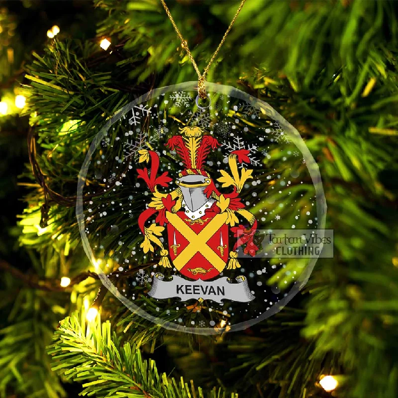 Keevan Irish Clan Christmas Glass Ornament with Coat of Arms Embroidered Appliqued Beaded Keevan Irish Clan Christmas Glass Ornament with Coat of Arms Embroidered Appliqued Beaded