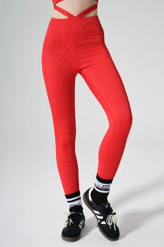 Selah High Waist Leggings - Savvy Red Chic Smooth Fit Leggings