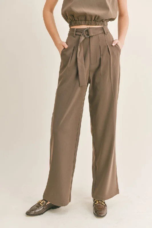 Sage the Label Winona Belted Trousers in Oak Trousers Vintage Classic