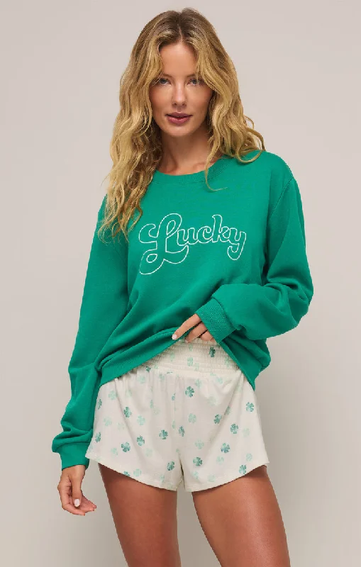 Z-Supply Lucky Sweatshirt - LUCKY GREEN Hoodie with Zipper Placket Modern Functional Z-Supply Lucky Sweatshirt - LUCKY GREEN Hoodie with Zipper Placket Modern Functional