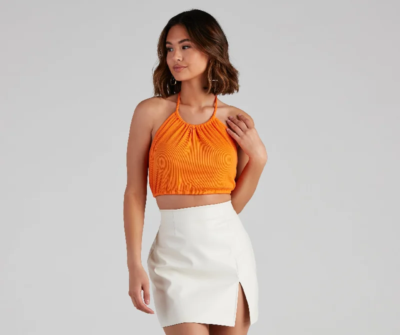 Always Needed Halter Crop Top Cozy Warm Stylish
