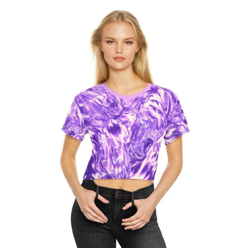 Vaporous Pink Mist Crop Top Tee Rayon Velvet Corduroy