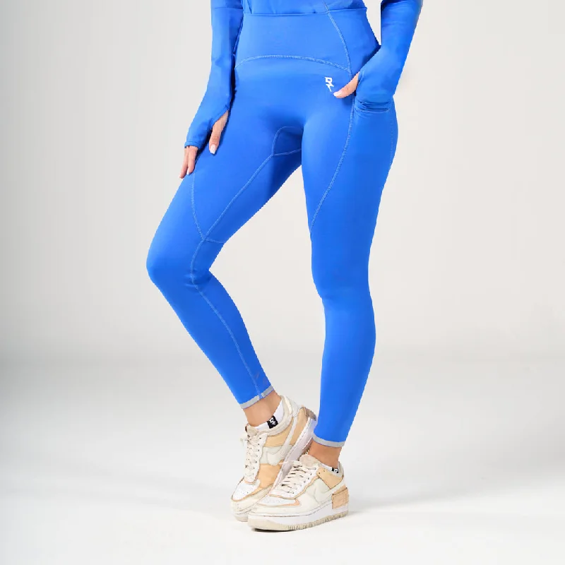 Performance High Waist Leggings - Azure Blue Elegant Stretchy Faux Leather Leggings