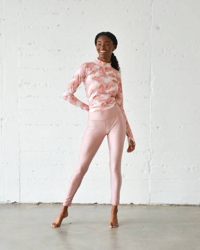 WOMEN'S SWIM LEGGINGS  - ROSE (Sheer When Wet) Stylish Stretch Pants Leggings