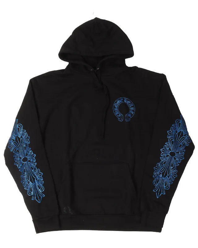 Friends & Family Blue Glitter Logo Hoodie Hoodie with Camouflage Military Edgy