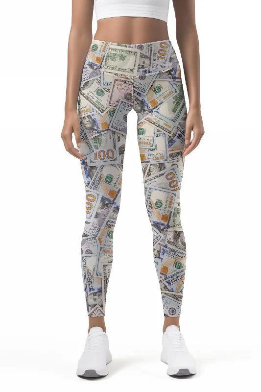 Money Maker Lucy Grey Dollar Print Workout Leggings Yoga Pants - Women Comfortable Leggings with Pockets Money Maker Lucy Grey Dollar Print Workout Leggings Yoga Pants - Women Comfortable Leggings with Pockets