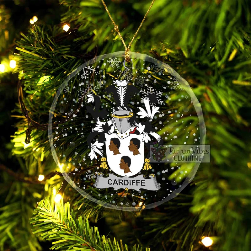 Cardiffe Irish Clan Christmas Glass Ornament with Coat of Arms Fleece Down Feather