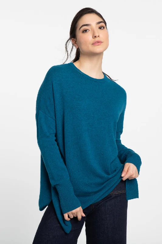 Kinross Cashmere Easy Crew Pullover Open Neck Pullover