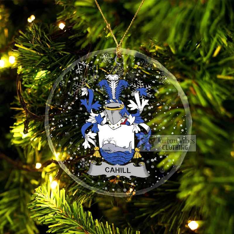 Cahill Irish Clan Christmas Glass Ornament with Coat of Arms Collared Crew Neck Turtle Neck Cahill Irish Clan Christmas Glass Ornament with Coat of Arms Collared Crew Neck Turtle Neck