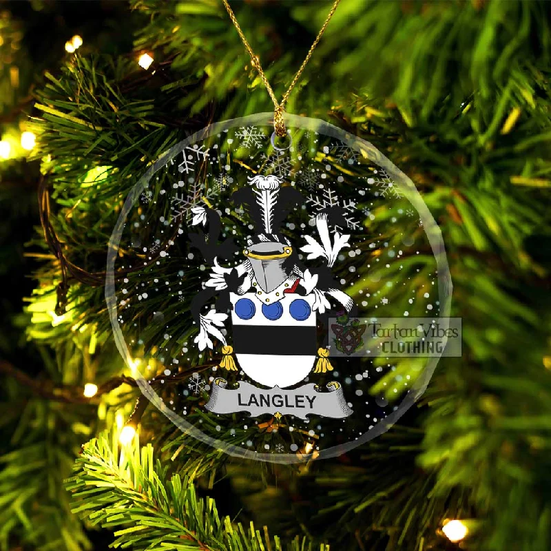 Langley Irish Clan Christmas Glass Ornament with Coat of Arms Turtleneck Wrap Cape