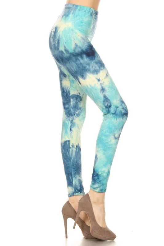 Sky Blue Tie Dye Leggings Trendy Digital Print Leggings