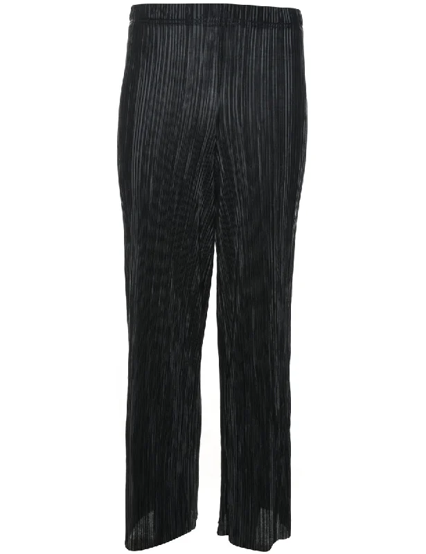 Black Culotte Style Trousers - W28 L29 High Waist Slim Fit Ankle Length
