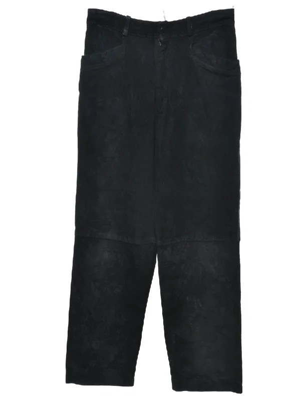 Black Classic Suede Trousers - W30 L29 Trousers cozy comfortable