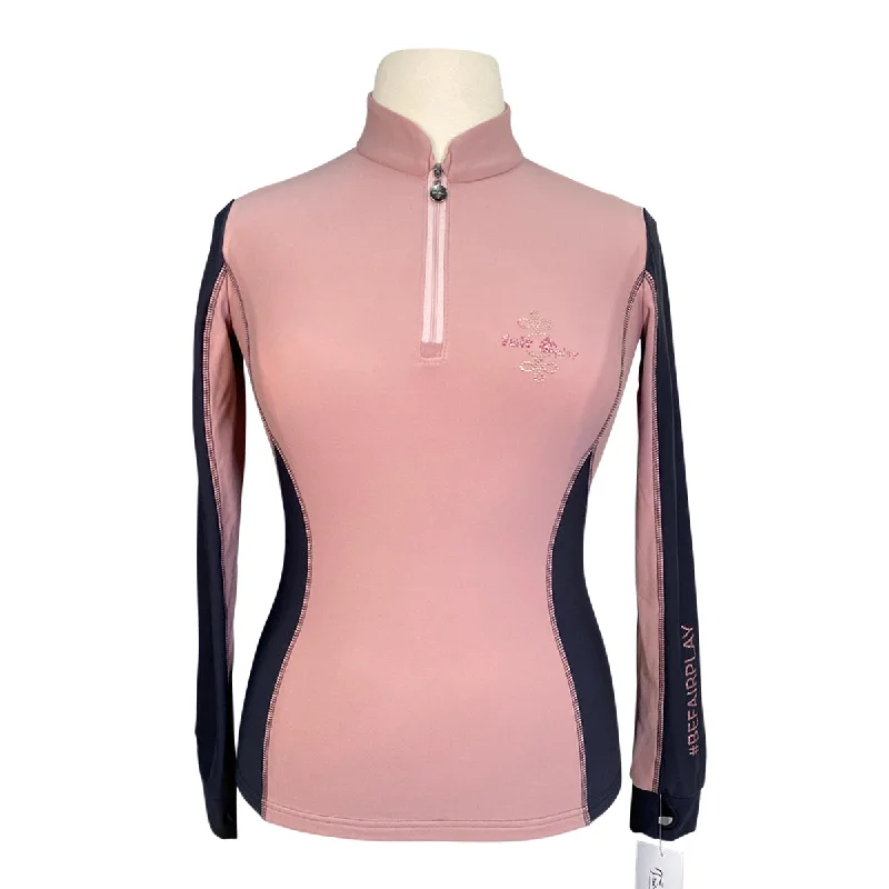 Fair Play Long Sleeve Pullover in Pink/Black - Women's XL Jewel Neck Pullover