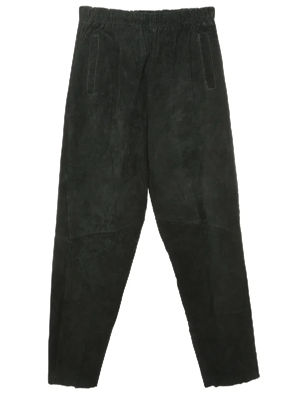 Black Suede Trousers - W26 L28 Trousers versatile all-occasion