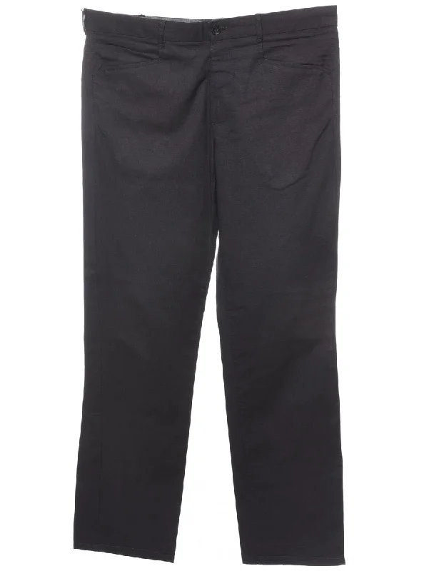Black Classic Straight-Fit Trousers - W34 L28 Trousers stylish elegant