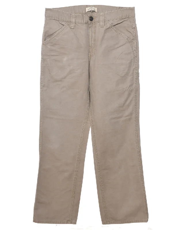 Beige Straight-Fit Trousers - W32 L31 Trousers Tapered Slim Fit