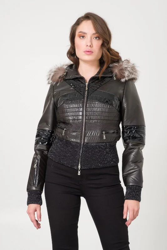 Black Waterproof Coat Satin Silk Chiffon