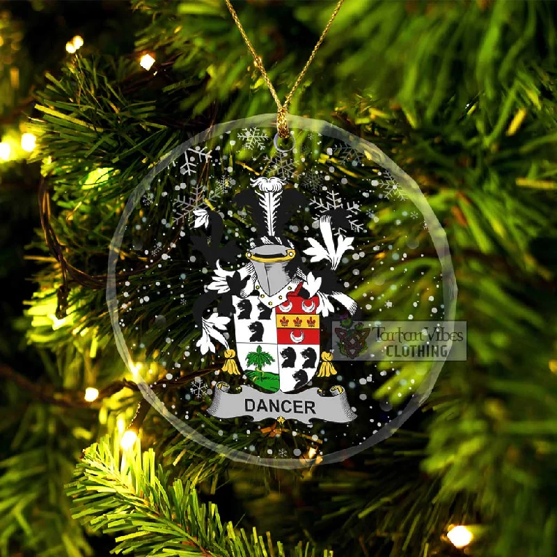 Dancer Irish Clan Christmas Glass Ornament with Coat of Arms Striped Polka Dot Floral Dancer Irish Clan Christmas Glass Ornament with Coat of Arms Striped Polka Dot Floral