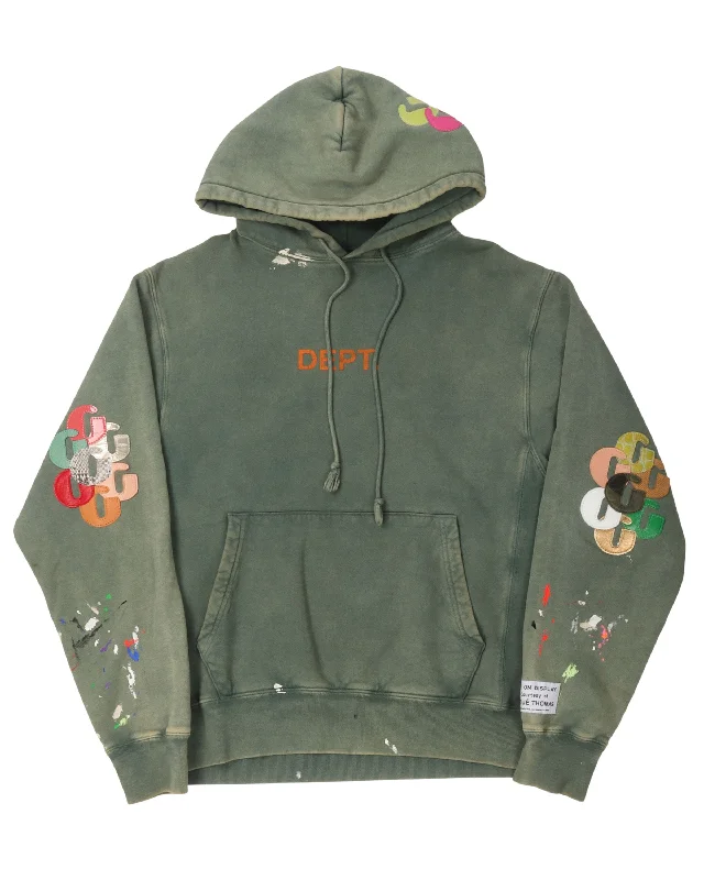 G Patch Hoodie Hoodie with V-Neck Classic Versatile