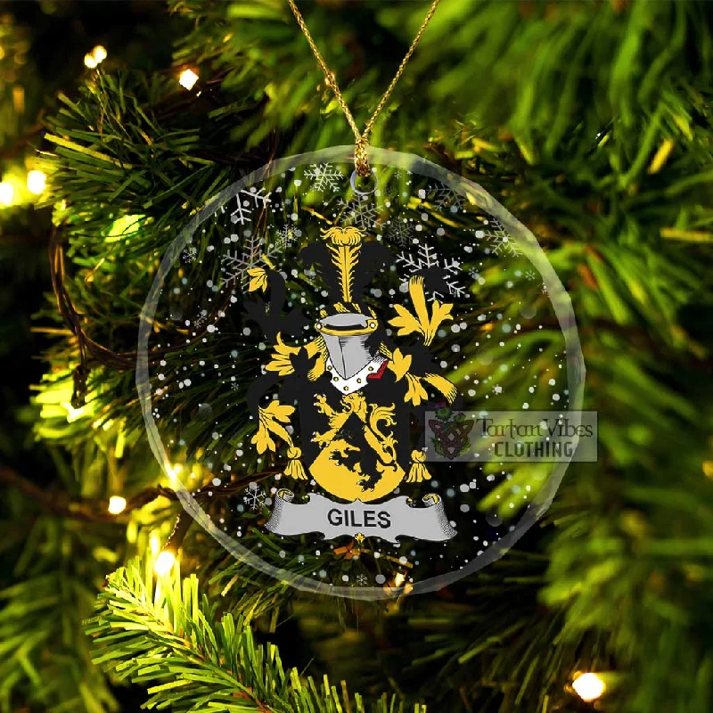 Giles Irish Clan Christmas Glass Ornament with Coat of Arms Kimono Robe Cloak