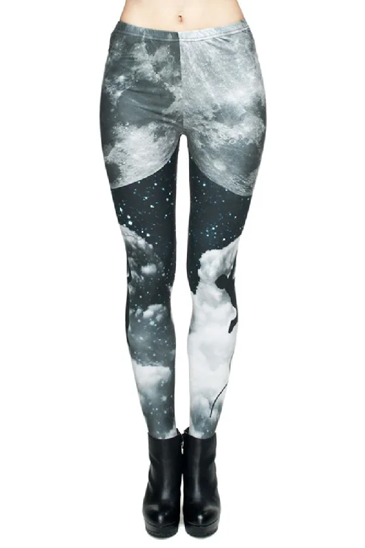 Climb for the Moon Digital Print Leggings Trendy High-Compression Leggings