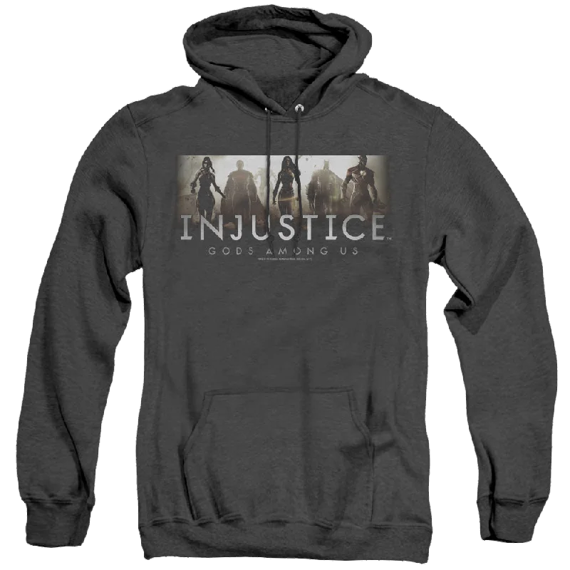 Injustice Gods Among Us Logo - Heather Pullover Hoodie Thick Cable Knit