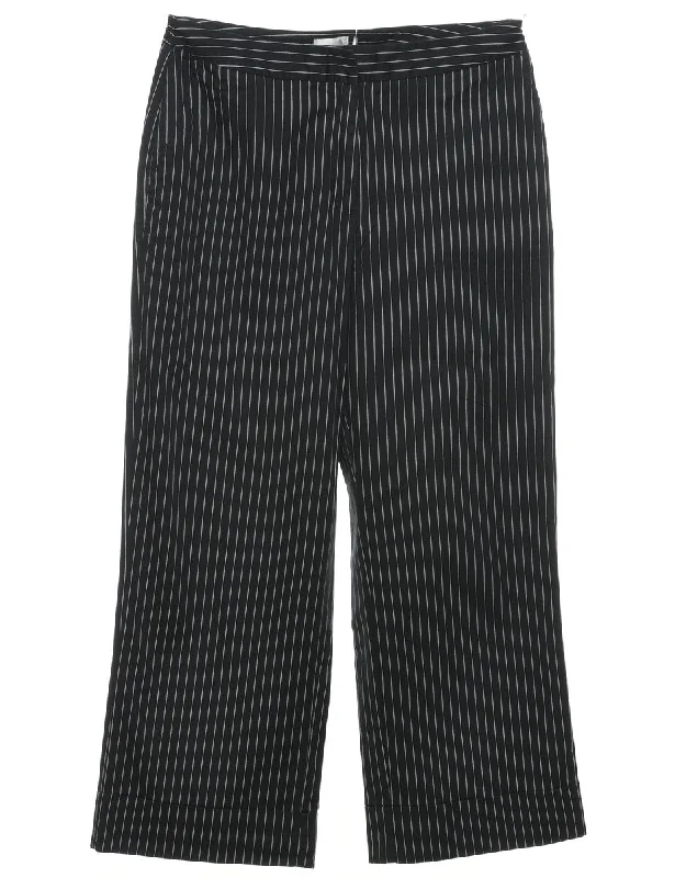 Black Striped Classic Trousers - W30 L25 Trousers Custom Made