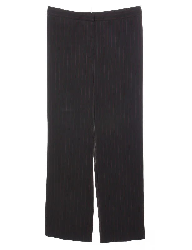 Black Pinstriped Trousers - W31 L29 Trousers Office Stylish