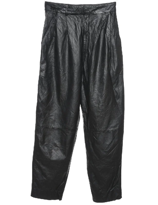 Black Classic Leather Trousers - W26 L26 Trousers New Arrival