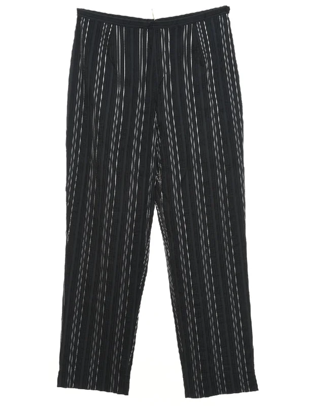 Black Pinstriped Trousers - W28 L26 Trousers Canvas Durable