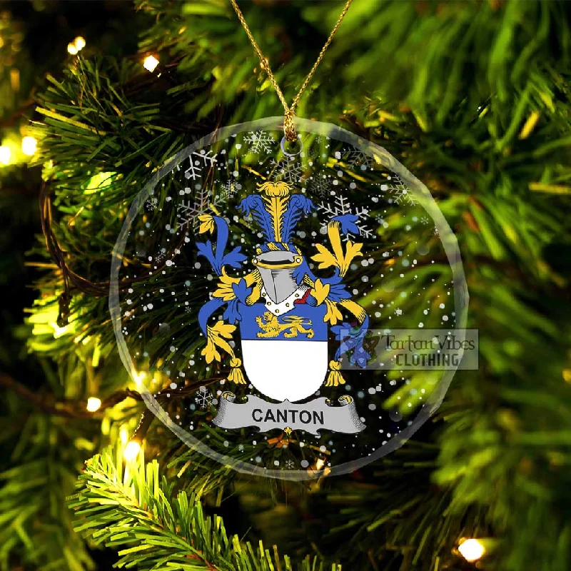 Canton Irish Clan Christmas Glass Ornament with Coat of Arms Jersey Tulle Batik