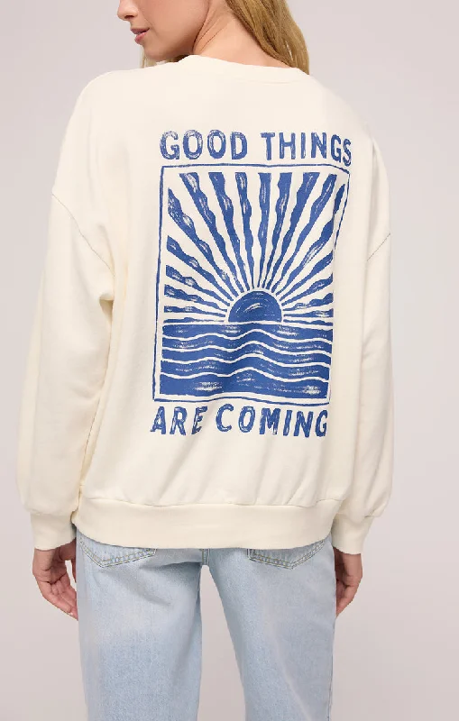 Z-Supply Horizon Sunday Sweatshirt - SEA SALT Hoodie with Snap Buttons Easy Quick