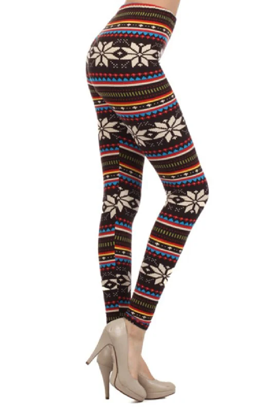Multi Snowflake Design Leggings Fashionable Quick-Dry Yoga Pants