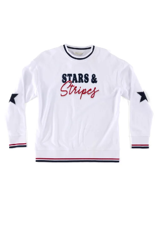 Shiraleah SL 04-88-462WH Stars & Stripes Sweatshirt M Hoodie with Set-In Sleeves Structured Classic