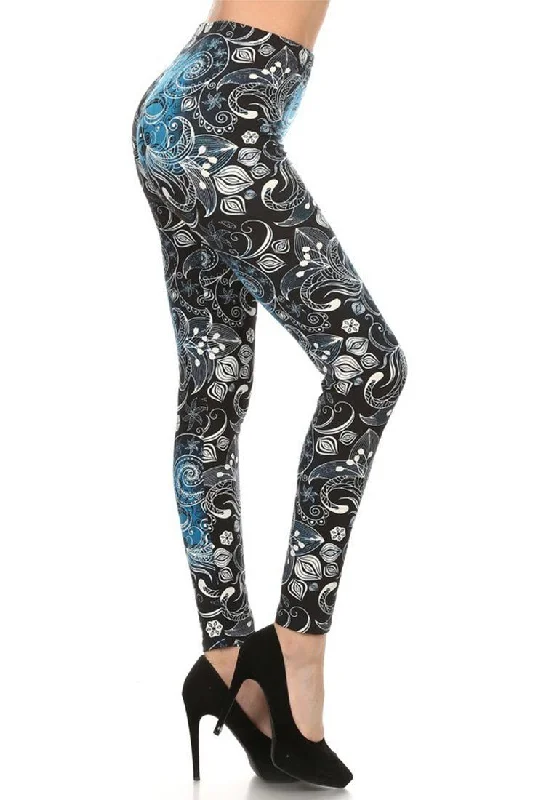 Sea Lily Design Leggings Trendy Tie-Dye Leggings