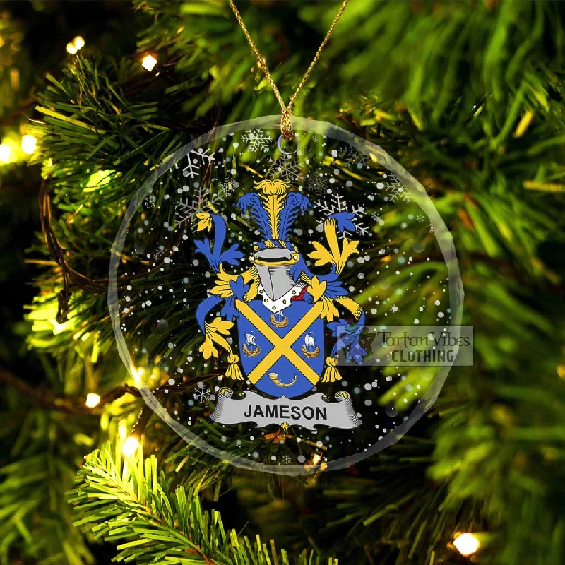 Jameson Irish Clan Christmas Glass Ornament with Coat of Arms Cardigan Sweater Pullover