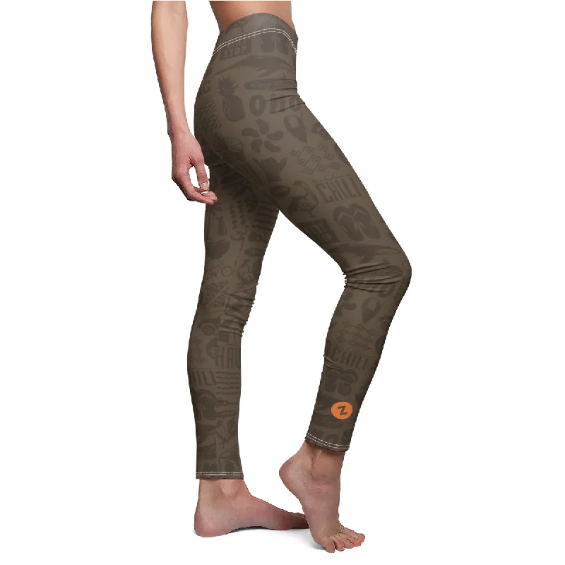 Zippy's Iconic Long Leggings - Brown Elegant Satin Finish Leggings