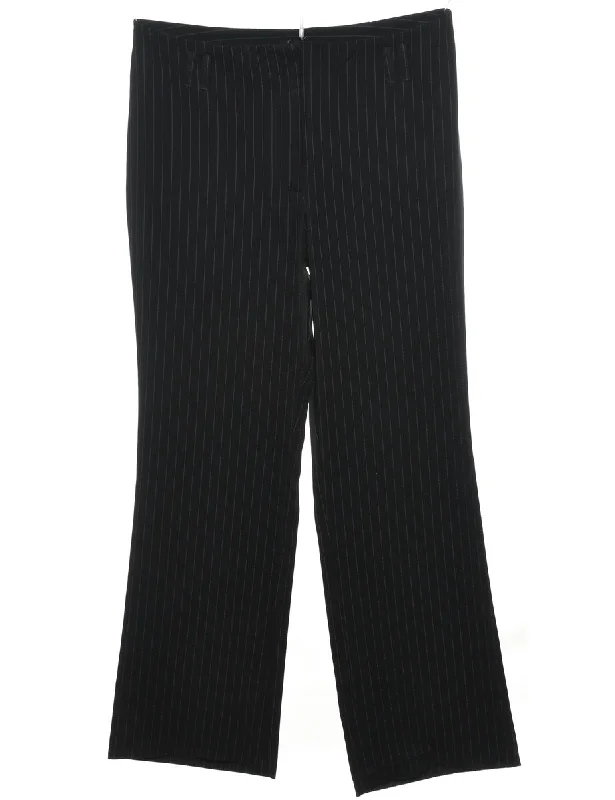 Black Striped Classic Trousers - W32 L29 Trousers Exclusive Limited