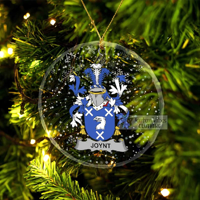 Joynt Irish Clan Christmas Glass Ornament with Coat of Arms Hooded Caped Scarf