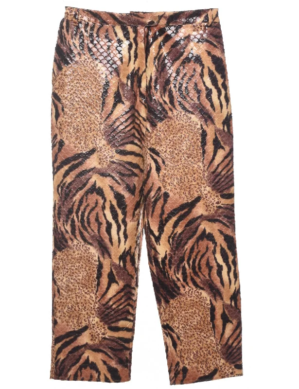 Animal Print Trousers - W34 L30 Trousers chic elegant